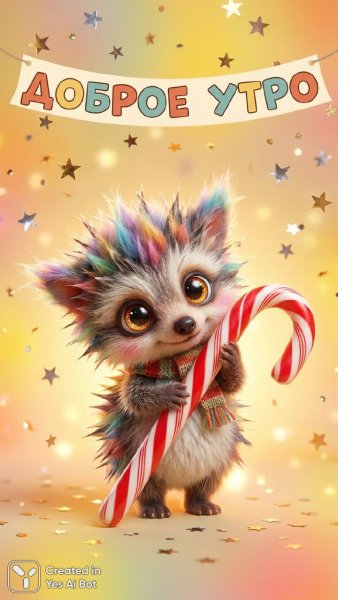 Утреннее волшебство: пушистый друг и праздник радости. Изображение из нейросети Nano-Banana