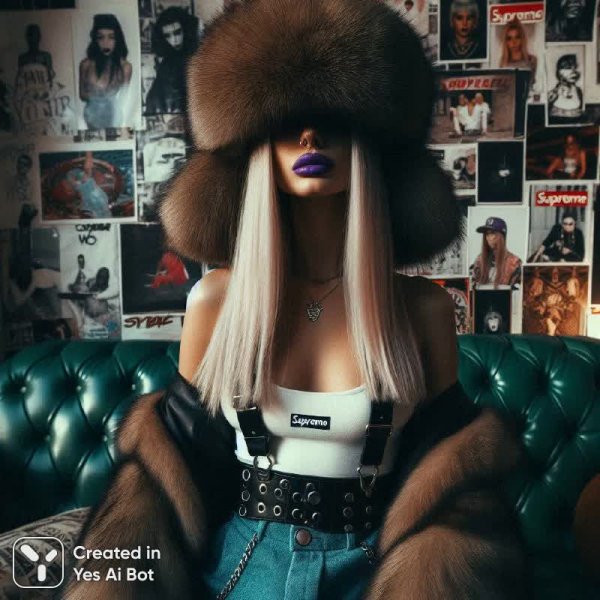 Стильная девушка в меховой шапке: готический шик и бунтарский дух. Генерация из нейросети Dalle