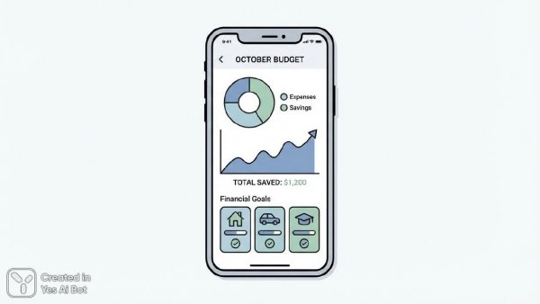 Приложение для бюджета: минималистичный дизайн и понятная визуализация данных на смартфоне. Генерация из нейросети NanoBanana