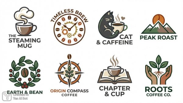 Логотипы кофейни: минимализм и современный стиль. Нейронная сеть Nano-Banana