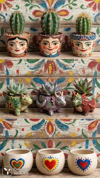 Весёлая коллекция растений в народном стиле. Картинка из нейросети Nano Banana