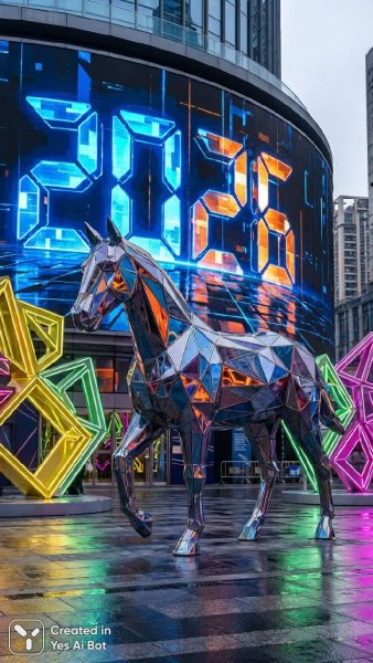 Лошадь в геометрии: современное искусство и цифровое будущее 2026 года. Изображение из нейросети Nano-Banana