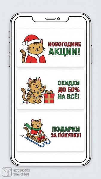 Забавный кот в костюме Санты: праздничная презентация с минимализмом и векторной графикой. Изображение из нейронной сети NanoBanana