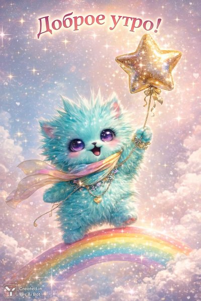 Утреннее чудо с радужным созданием и звездой. Генерация из нейронной сети Sora images Ai
