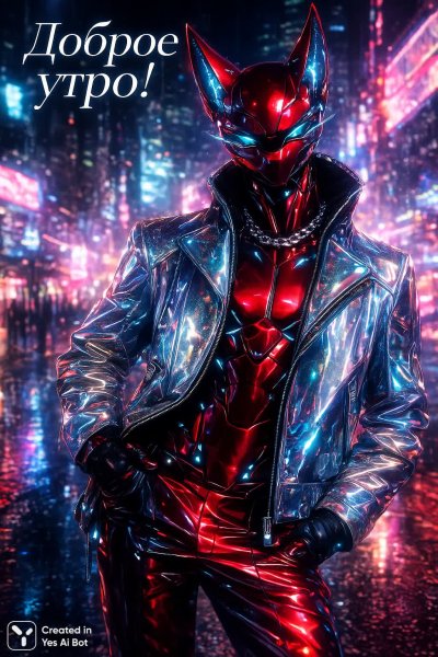 Футуристический персонаж в неоновом городе. Изображение из нейронной сети Sora Image