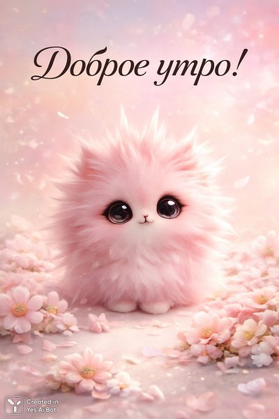 Утреннее волшебство: розовый друг в цветущем саду нежности и радости. Изображение из нейросети Sora Ai Images