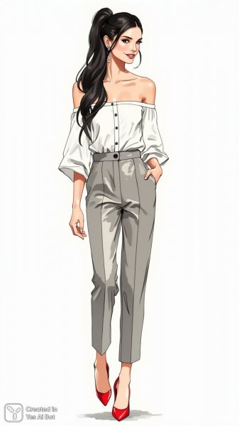 Элегантный образ в акварельной иллюстрации: стильный городской шик. Картинка из нейросети Flux 1