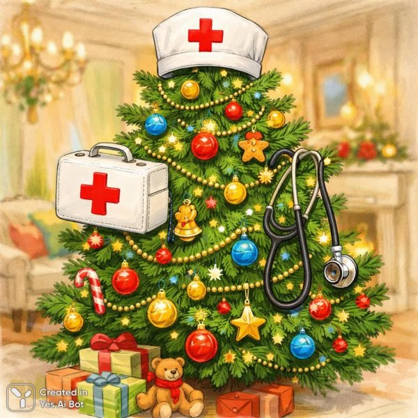 Новогодняя ёлка - символ врачей и надежды. Изображение из нейронной сети Sora