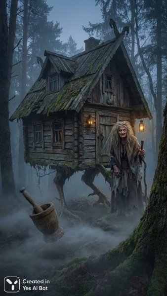 Избушка Бабы Яги в дремучем лесу: мистика и жуткая атмосфера. Изображение из нейросети Nano-Banana