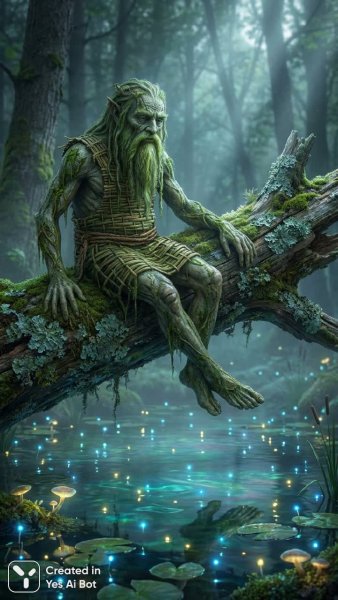 Загадочный водяной дух у волшебного пруда. Картинка из нейросети Nano-Banana