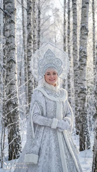 Снежная красавица в зимнем волшебстве. Нейросеть Nano-Banana