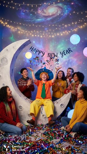 Новогоднее волшебство Незнайки на Луне в ярких красках. Генерация из нейросети Нано Банана