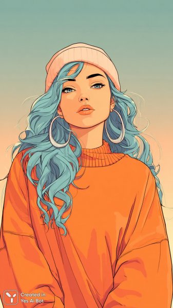 Яркая девушка с бирюзовыми локонами и дерзким стилем: фотосессия в розово-голубых тонах. Нейросеть Midjourney