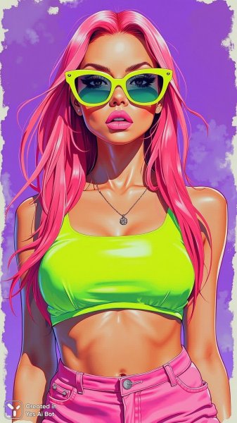 Яркий портрет: розовый взрыв и неоновое настроение. Генерация из нейронной сети Flux Ai