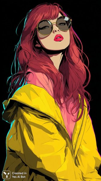 Яркий образ: огненные волосы и дерзкий стиль городской модницы. Генерация из нейронной сети Миджорни