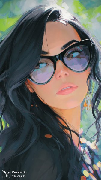 Загадочный взгляд: стильная красотка в неоновом мире. Генерация из нейронной сети Midjourney