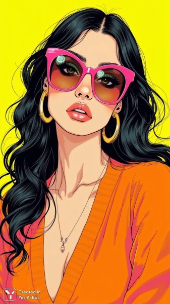 Яркий образ современной девушки в неоновых тонах и эффектном макияже с зелеными тенями. Нейронная сеть Flux 1