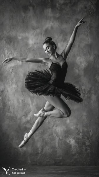 Завораживающий прыжок балерины в неоновых пуантах. Картинка из нейронной сети Midjourney