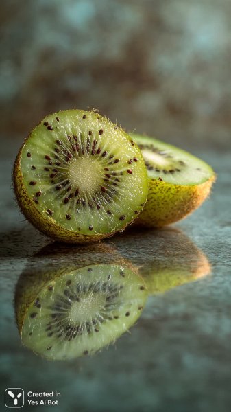 Изысканный киви: свежесть и деликатная текстура в деталях студийной съемки. Нейронная сеть Midjourney