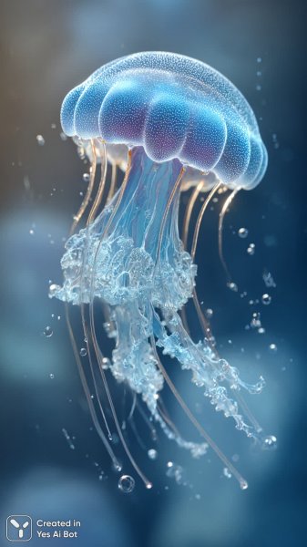 Морская медуза: нежное сияние в глубинах океана. Генерация из нейросети Миджорни