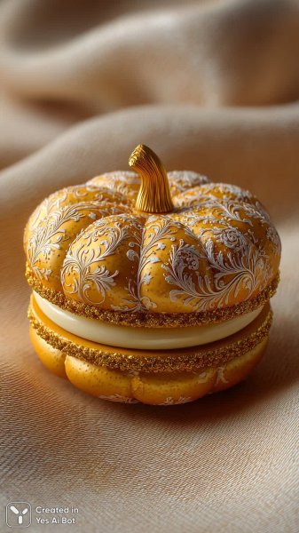 Оранжевый макарон тыква: осеннее настроение в деталях и фотореализме. Изображение из нейронной сети Миджорни