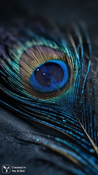 Пышное перо павлина в макросъемке: великолепие синего цвета и текстур. Изображение из нейросети Миджорни
