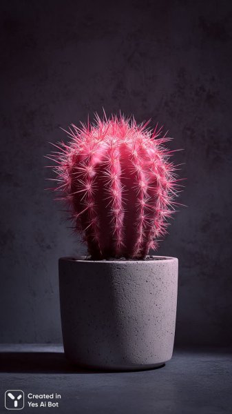 Розовый кактус в ярких тонах: фотореалистичный портрет студийного освещения и текстур. Нейронная сеть Midjourney