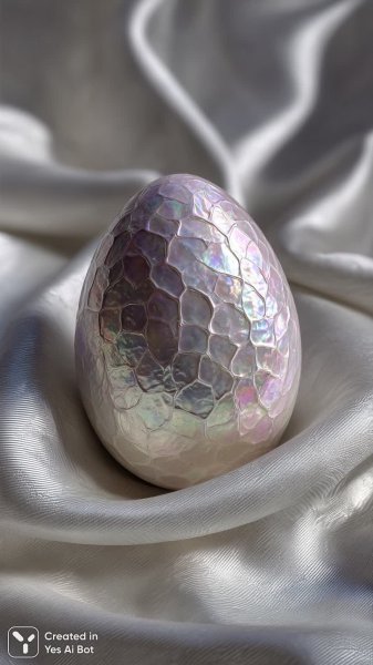 Яркое розовое яйцо на шелковой ткани: фотореалистичный снимок в студии. Картинка из нейронной сети Миджорни