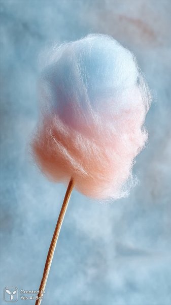 Нежная сладость: пушистая пастельная сахарная вата на палочке. Генерация из нейронной сети Миджорни