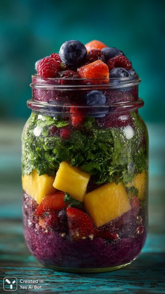 Яркий смузи: слои вкуса и пользы в одном стакане. Генерация из нейронной сети Midjourney