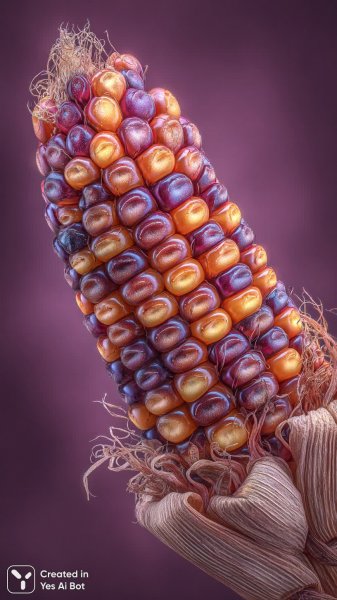 Яркое великолепие кукурузы: макросъемка сочного урожая в лавандовой дымке. Изображение из нейронной сети Миджорни