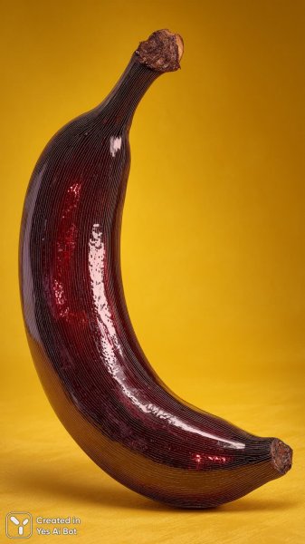 Яркий банан с фиолетовым сердцевиной: макросъемка в стиле фотореализма. Изображение из нейронной сети Midjourney