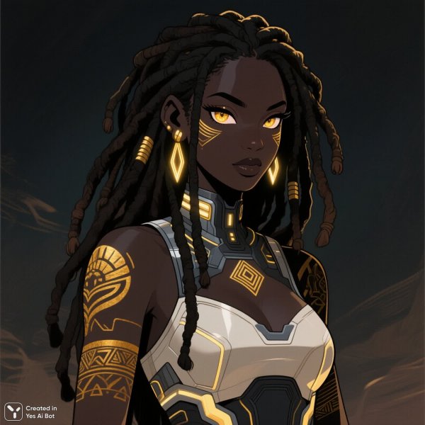 Черная богиня: футуристический портрет в стиле Караваджо. Нейросеть Qwen Ai Images