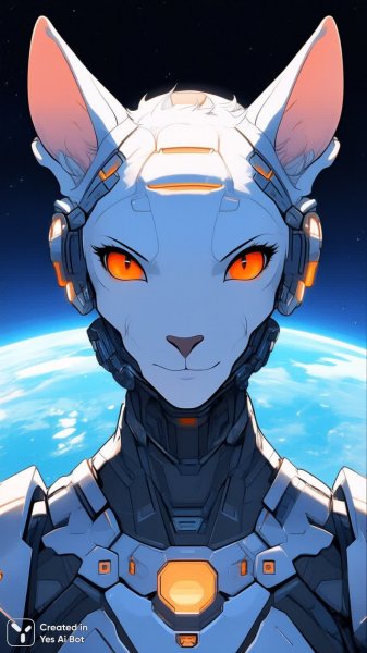 Альбинос в металлической броне на фоне голубой планеты. Изображение из нейросети Qwen