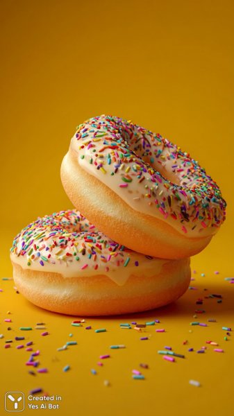 Яркое лето: небесные пончики на солнечном пляже. Нейросеть Midjourney