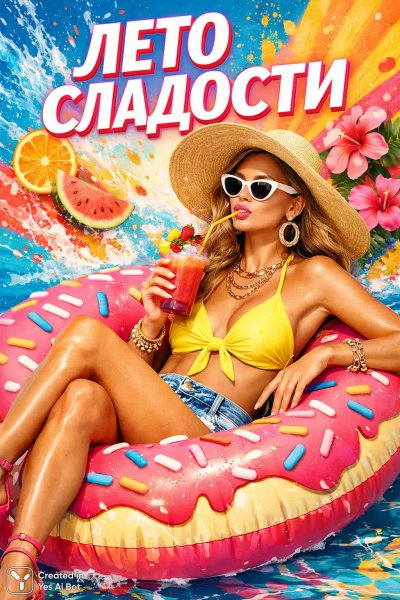 Сладкое лето: яркие краски и беззаботность. Изображение из нейросети Sora Images