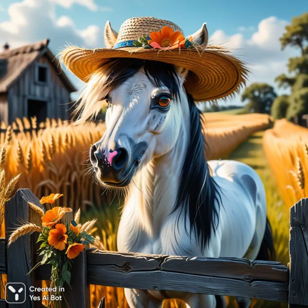 Пони в золотом поле: сказочный портрет с деталями и настроением. Генерация из нейронной сети Stable Diffusion