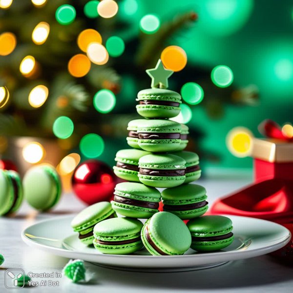 Рождественская елка из макарон: нежное угощение в новогодней атмосфере. Нейросеть Stable Diffusion