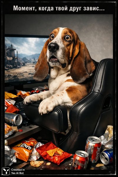 Друг выпал из игры: драма бассет-хаунда и пустая битва на экране. Нейросеть Sora Image