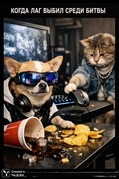 Хиггс-бозон в мире онлайн-игр: драма чихуахуа и кошачьи проделки. Изображение из нейросети Sora Images