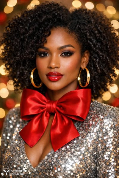 Роскошный портрет женщины в праздничном блеске и изысканном наряде. Нейросеть Sora Ai Images