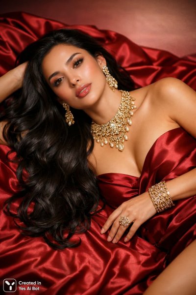 Изысканный портрет: роскошь и грация в красном бархате. Нейросеть Sora Ai Images