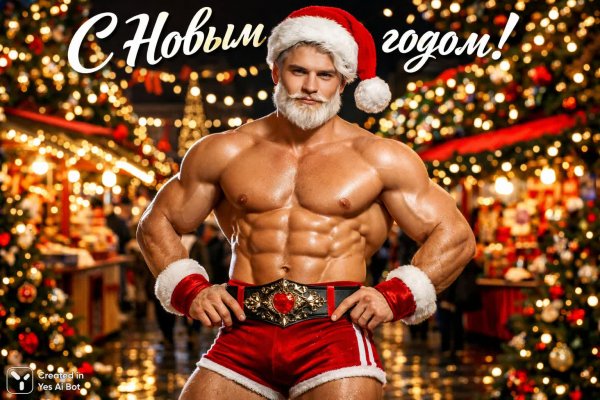 Молодой и смелый Санта Клаус в праздничной атмосфере оживленного рынка. Картинка из нейросети Sora Images