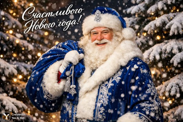 Веселый Дед Мороз в зимнем лесу: праздник и волшебство русской зимы. Изображение из нейронной сети Sora