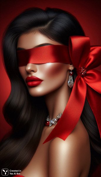 Загадочный портрет: красота в красном шелке и мерцании украшений. Нейросеть Dalle 3