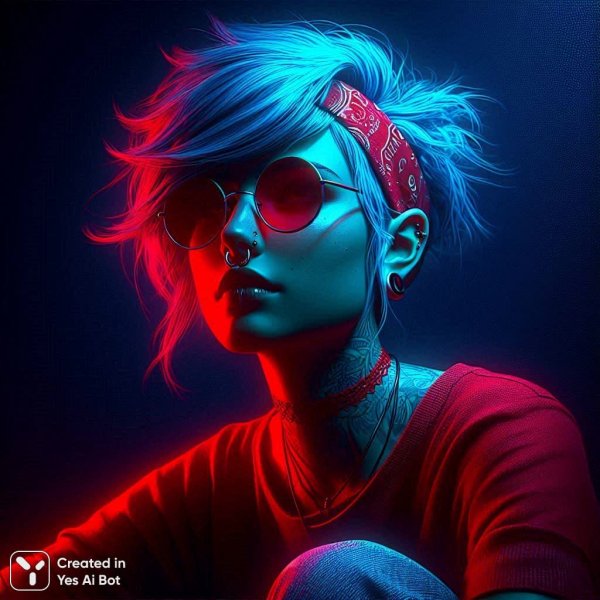 Неоновый киберпанк: стильный портрет в цифровом искусстве и современной фантазии. Изображение из нейросети Dalle 3