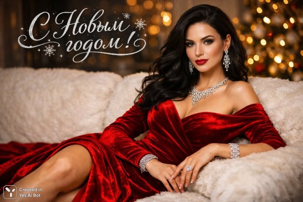 Новогодняя элегантность: роскошный образ в красном бархате и серебре. Изображение из нейросети Sora Image