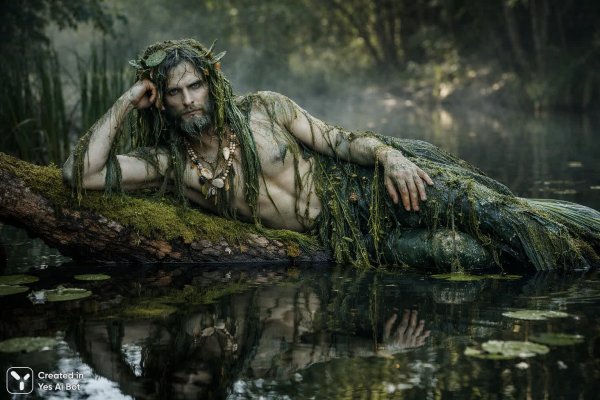 Дух воды на мшистом бревне: таинство водного царства и природы. Нейронная сеть Sora