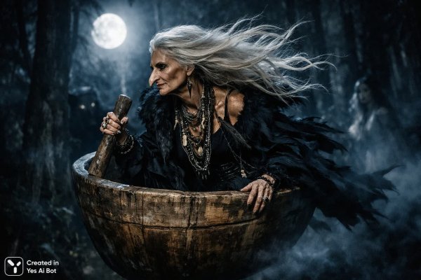 Баба Яга и волшебный лес: мистическое фото профессионала. Изображение из нейронной сети Sora images Ai