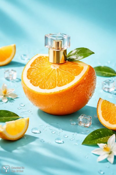 Апельсиновый флер: сюрреалистичный аромат в ярком исполнении. Нейросеть Sora Images